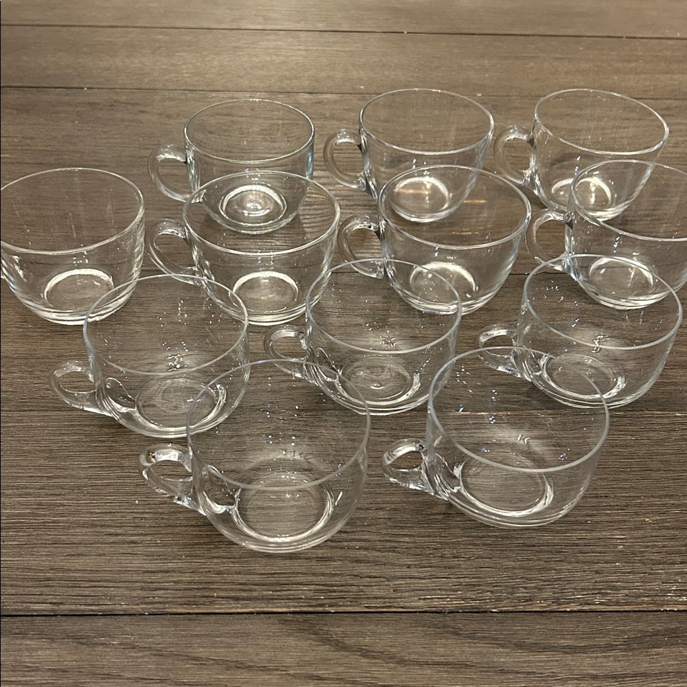 Clear glass punch cups 12 total 5 hand blown 7 molded glass excellent vintage